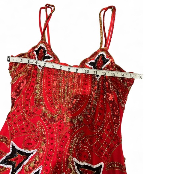 Vintage 80s/90s Alyce Designs Red beaded and sequin embellished mini dress - Picture 11 of 15